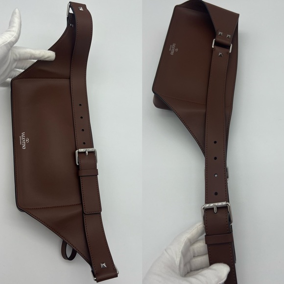 ❌SOLD❌Authentic Valentino Garavani rockstud VLTN Brown leather belt bag - Picture 10 of 17